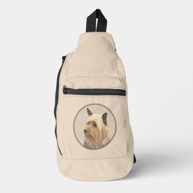 Australian Silky Terrier Painting Original Dog Art Crossbody Bag (Vorderseite)