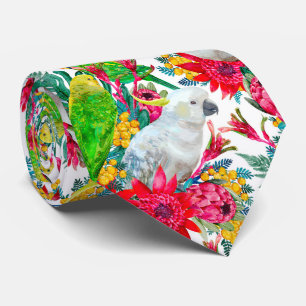 Australian Summer Tropical Parrot Pattern Neck Tie Krawatte