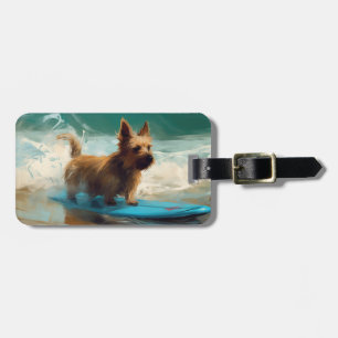 Australian Terrier Beach Surfing Painting Gepäckanhänger