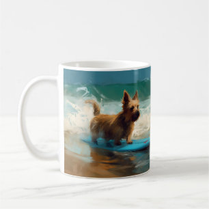 Australian Terrier Beach Surfing Painting Kaffeetasse