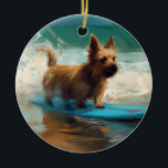 Australian Terrier Beach Surfing Painting Keramik Ornament<br><div class="desc">Tauchen Sie ein in die spielerische Welt des Kaninchen-Abenteuers mit diesem faszinierenden Bild. Ein gepflegter Hund geht zu den Wellen und reitet geschickt auf einem sonnengeküssten Strand. Das lebendige Kunstwerk vereint wunderbar das Wesentliche der Erregung am Strand, während der Hund furchtlos auf den Wellen reitet und den Geist von Spaß...</div>