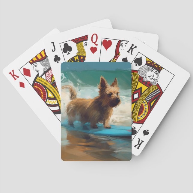 Australian Terrier Beach Surfing Painting Spielkarten (Rückseite)