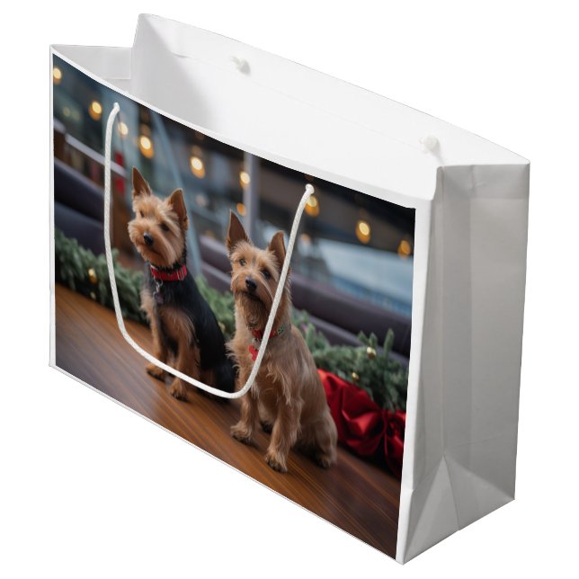 Australian Terrier Christmas Cruise: Pawsome Große Geschenktüte (Vorderseite Schrägansicht)