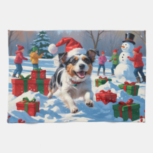 Australian Terrier Christmas Festive Snow Scene Geschirrtuch