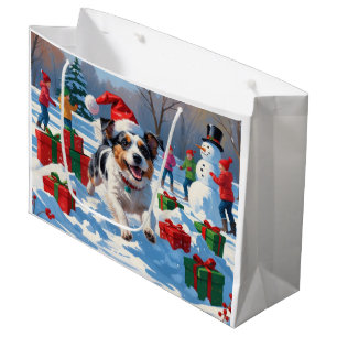 Australian Terrier Christmas Festive Snow Scene Große Geschenktüte