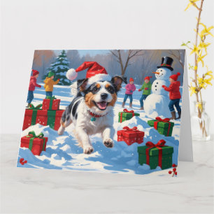 Australian Terrier Christmas Festive Snow Scene Karte