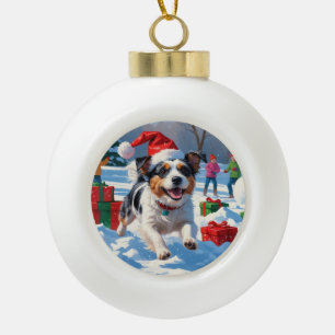 Australian Terrier Christmas Festive Snow Scene Keramik Kugel-Ornament