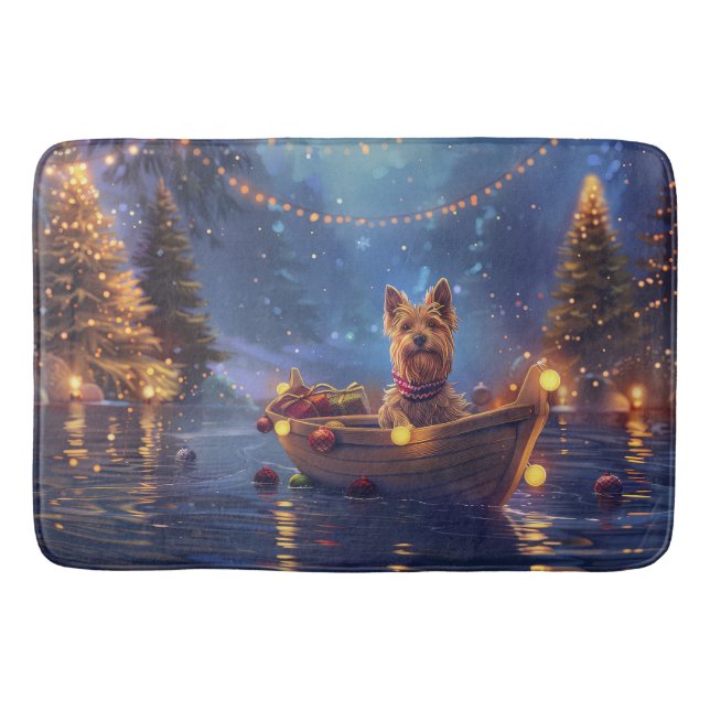Australian Terrier Christmas Festive Voyage Badematte (Vorderseite)