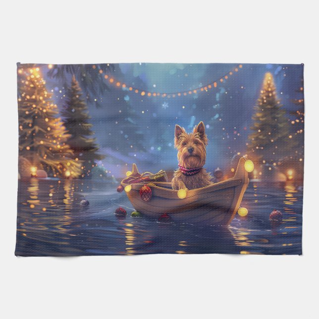 Australian Terrier Christmas Festive Voyage Geschirrtuch (Horizontal)