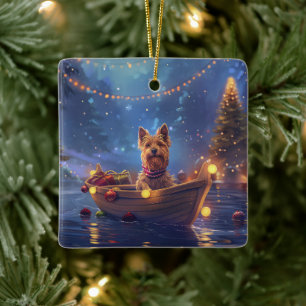 Australian Terrier Christmas Festive Voyage Keramikornament