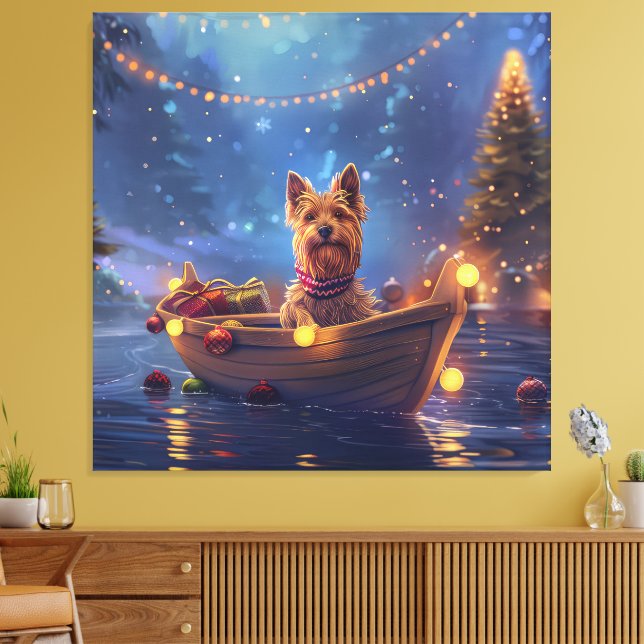 Australian Terrier Christmas Festive Voyage Leinwanddruck (Insitu (Wohnzimmer))