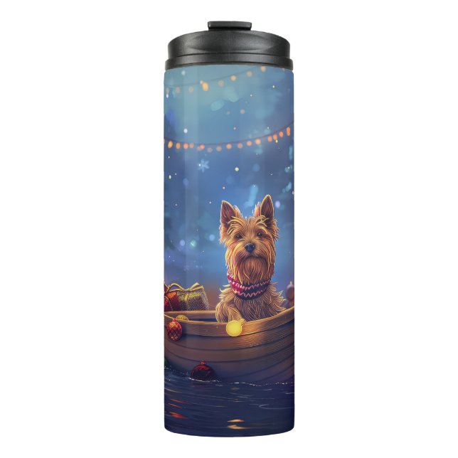 Australian Terrier Christmas Festive Voyage Thermosbecher (Vorderseite)
