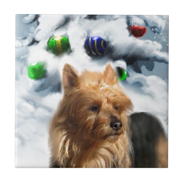 Australian Terrier Christmas Fliese (Vorderseite)