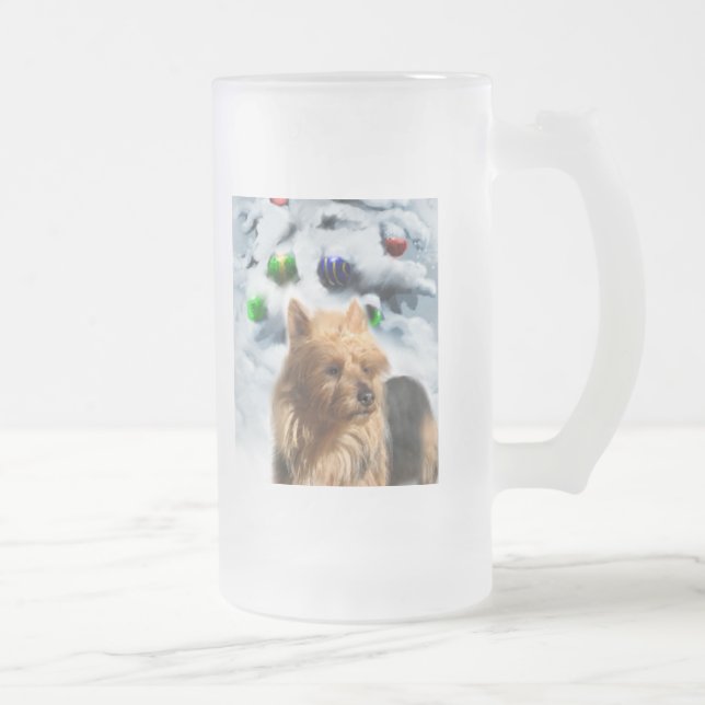 Australian Terrier Christmas Geschenke Mattglas Bierglas (Rechts)