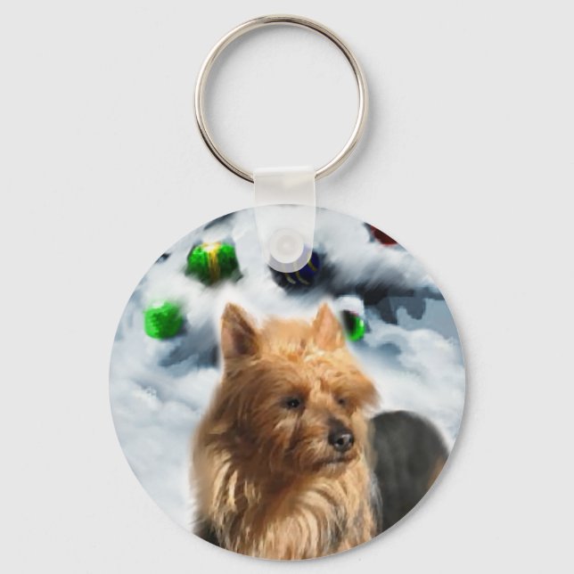 Australian Terrier Christmas Geschenke Schlüsselanhänger (Vorderseite)