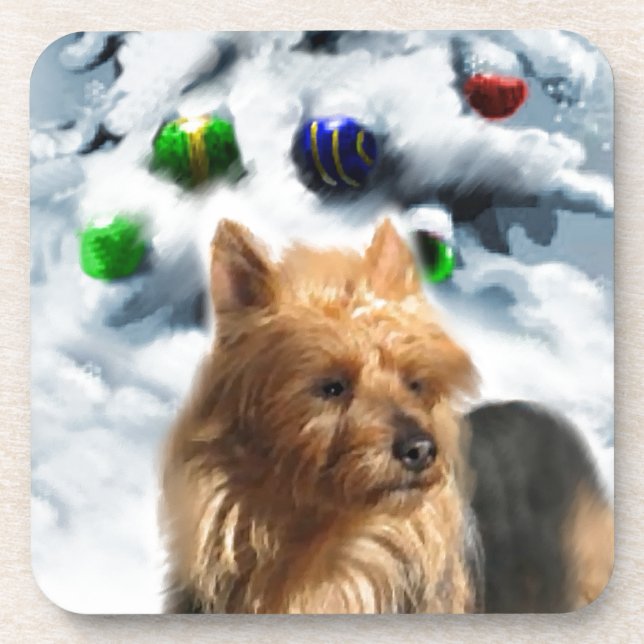 Australian Terrier Christmas Getränkeuntersetzer (Vorderseite)