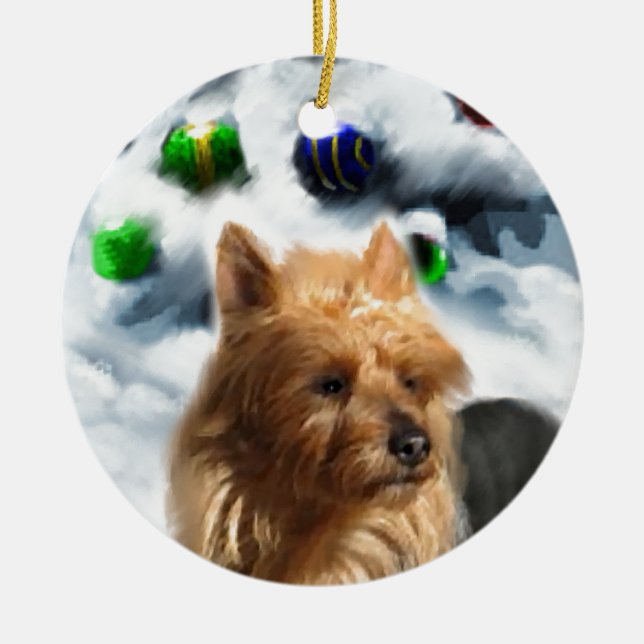 Australian Terrier Christmas Keramikornament (Vorne)