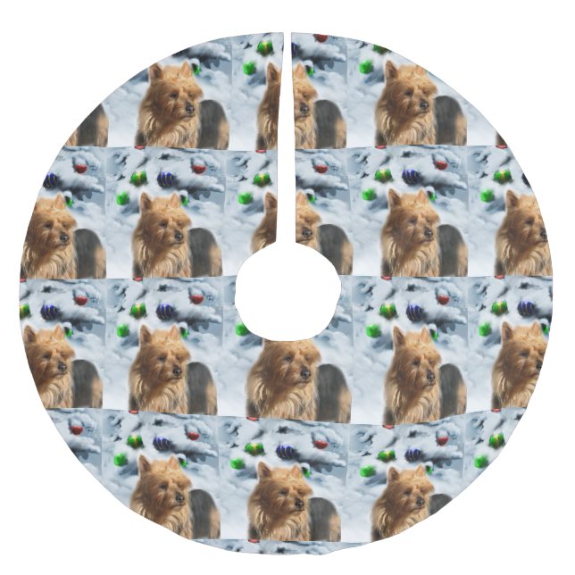 Australian Terrier Christmas Polyester Weihnachtsbaumdecke (Vorderseite)