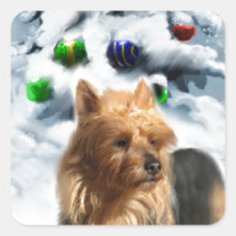 Australian Terrier Christmas Quadratischer Aufkleber