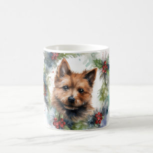 Australian Terrier Christmas Wreath Festive Pup Kaffeetasse