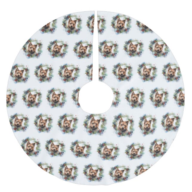 Australian Terrier Christmas Wreath Festive Pup Polyester Weihnachtsbaumdecke (Vorderseite)