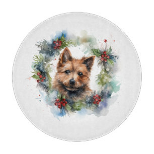 Australian Terrier Christmas Wreath Festive Pup Schneidebrett