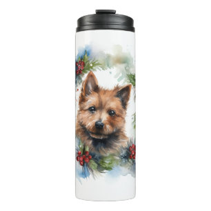 Australian Terrier Christmas Wreath Festive Pup Thermosbecher
