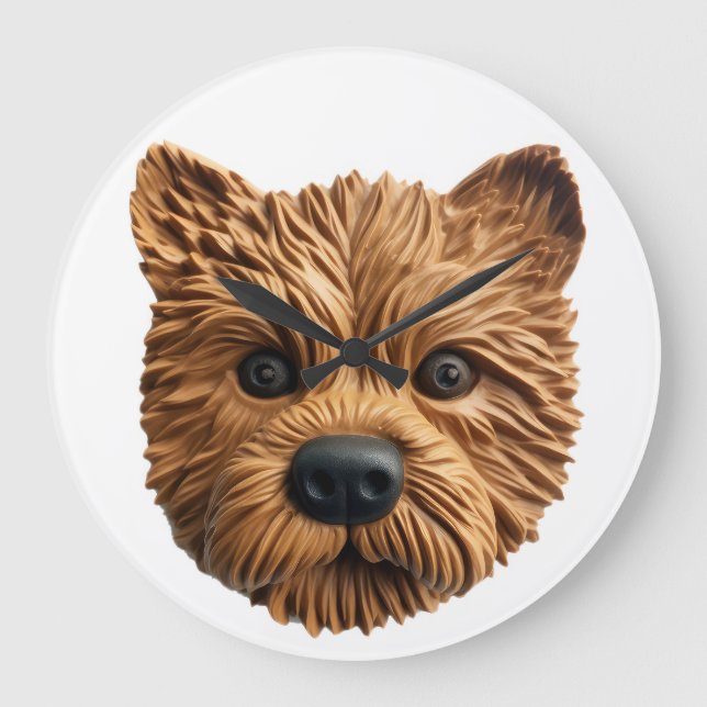 Australian Terrier Dog 3D Inspiriert Große Wanduhr (Vorderseite)
