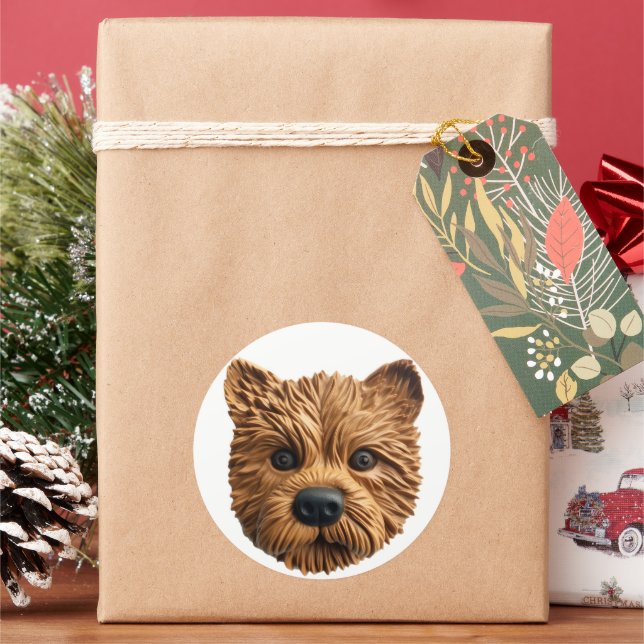 Australian Terrier Dog 3D Inspiriert Runder Aufkleber (Feiertag)