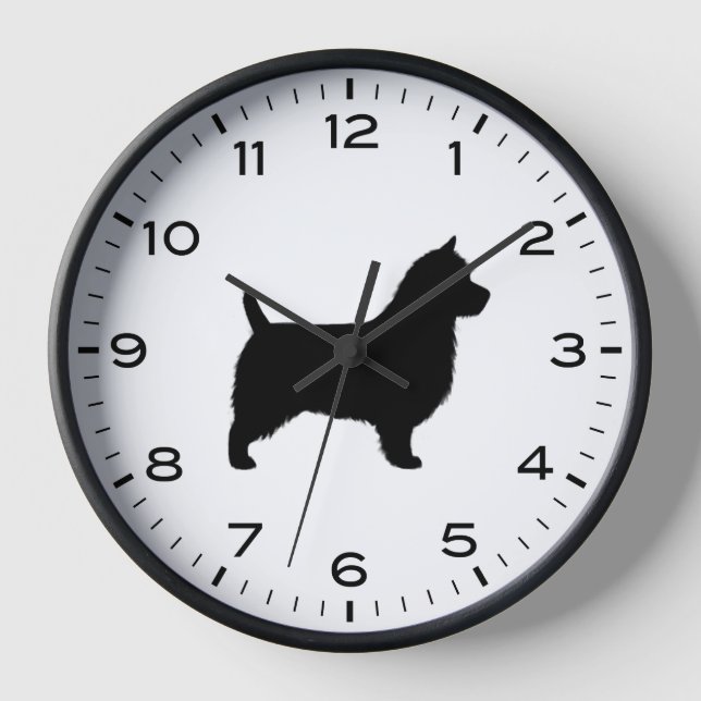Australian Terrier Dog Breed Silhouette Uhr (Vorderseite)