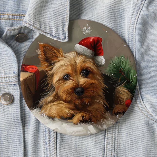 Australian Terrier Dog Christmas Festive Button (Beispiel)
