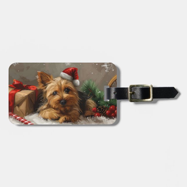 Australian Terrier Dog Christmas Festive Gepäckanhänger (Vorderseite horizontal)