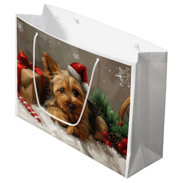 Australian Terrier Dog Christmas Festive Große Geschenktüte (Vorderseite Schrägansicht)