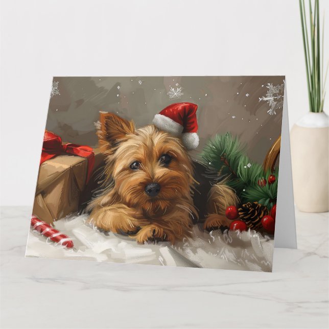 Australian Terrier Dog Christmas Festive Karte (Vorderseite)