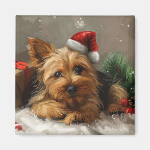 Australian Terrier Dog Christmas Festive Magnet