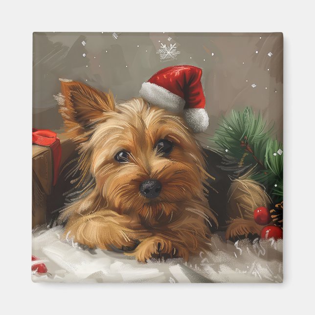 Australian Terrier Dog Christmas Festive Magnet (Vorne)
