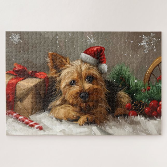 Australian Terrier Dog Christmas Festive Puzzle (Horizontal)