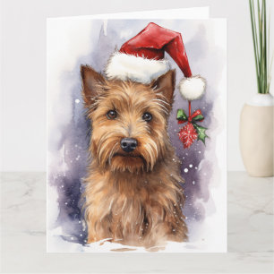 Australian Terrier Dog Christmas Santa Paws Karte