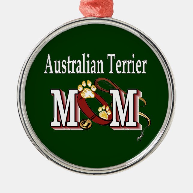 Australian Terrier Dog MAMA Silbernes Ornament (Vorne)