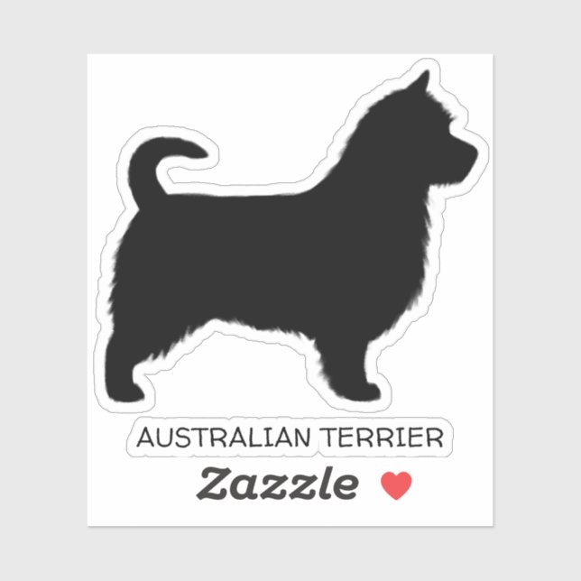 Australian Terrier Dog Silhouette mit Long Schwanz Aufkleber (Blatt)