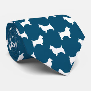 Australian Terrier Dog Silhouetten Muster Blue Krawatte