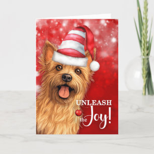 Australian Terrier Dog Unleash the JoChristmas Feiertagskarte