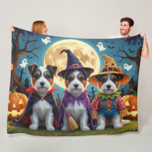 Australian Terrier Dogs Pumpkin Halloween Funny Fleecedecke