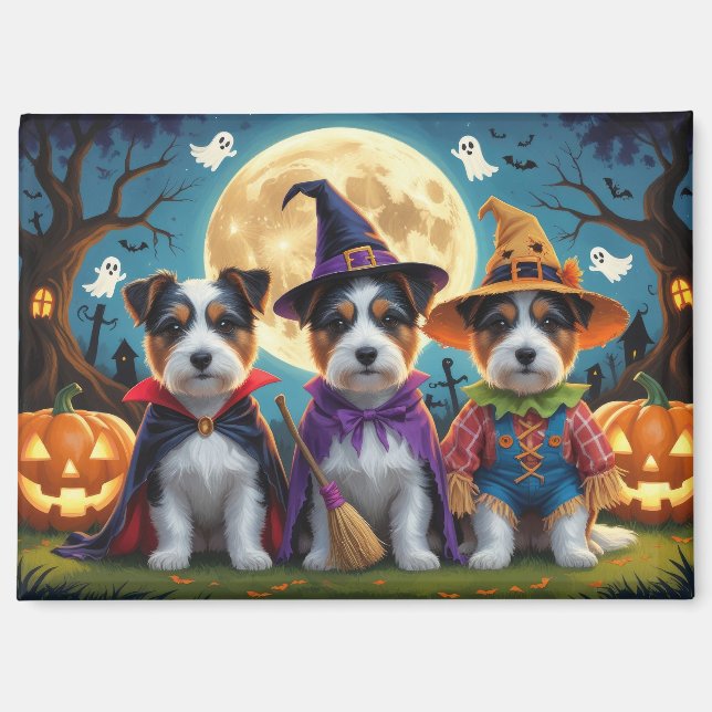 Australian Terrier Dogs Pumpkin Halloween Funny Magnet (Vorderseite)
