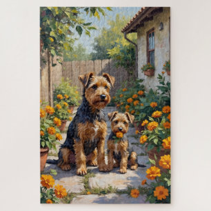 Australian Terrier Gartenblüten Kunst Puzzle