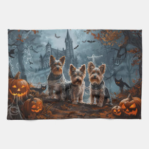 Australian Terrier Halloween Nacht Hunde Leckerli Geschirrtuch