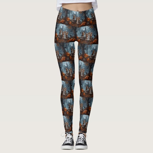 Australian Terrier Halloween Night Doggy Delight Leggings (Vorderseite)