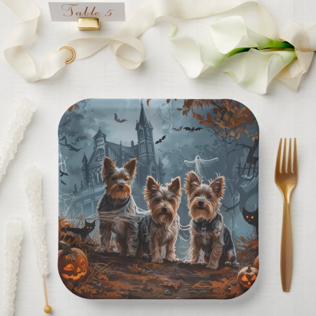 Australian Terrier Halloween Night Doggy Delight Pappteller (Hochzeit)