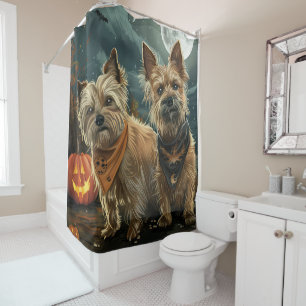 Australian Terrier Halloween Spooky Duschvorhang