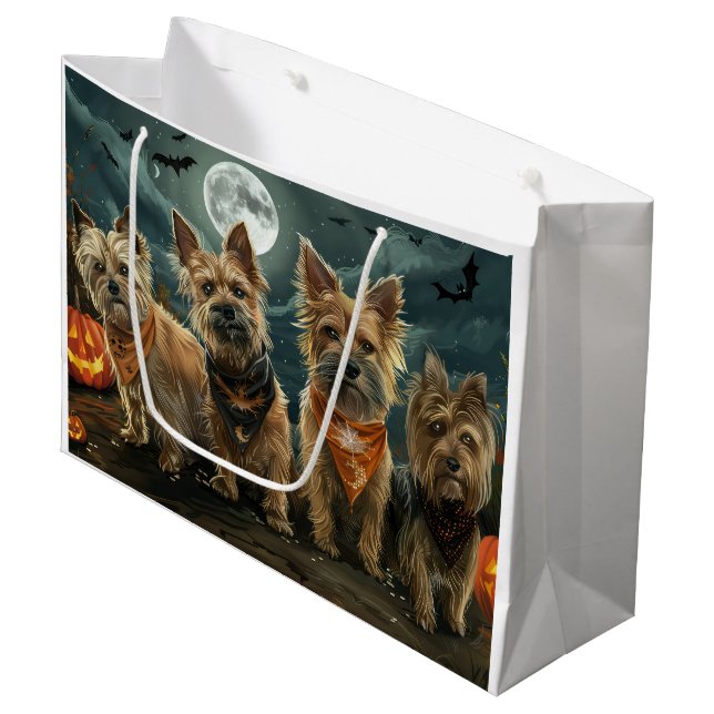 Australian Terrier Halloween Spooky Große Geschenktüte (Vorderseite Schrägansicht)
